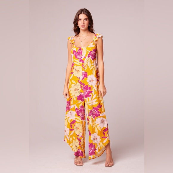 Band Of The Free EUPHORIA GOLD FLORAL WIDE LEG JUMPSUIT - Picture 4 of 5